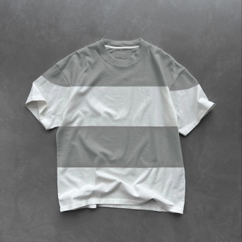 Bisiklet Yaka Parçalı T-Shirt - Gri -