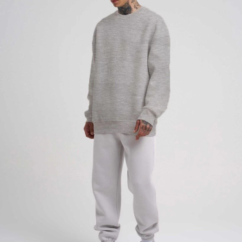 Biskilet Yaka Üç İplik SweatShirt - Gri -