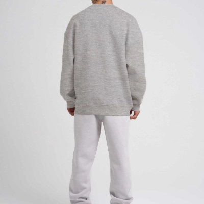 Biskilet Yaka Üç İplik SweatShirt - Gri -