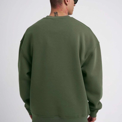 Biskilet Yaka Üç İplik SweatShirt - Haki