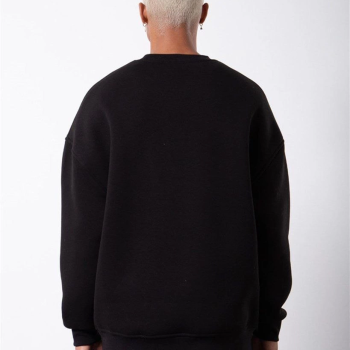 Biskilet Yaka Üç İplik SweatShirt - Siyah -