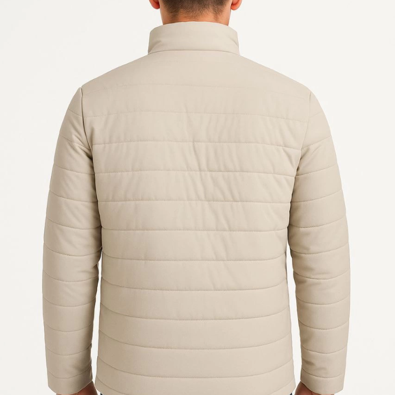 Bomber Mont Ceket – Su İtici Kumaş, Kapitone Astarlı, Fermuarlı, Kışlık - Bej -