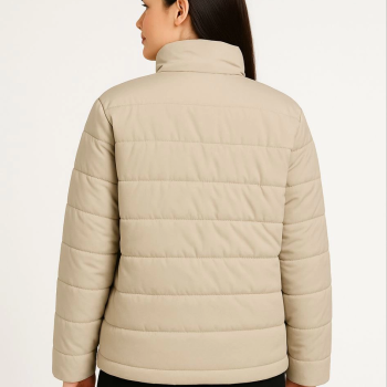 Bomber Mont Ceket – Su İtici Kumaş, Kapitone Astarlı, Fermuarlı, Kışlık - Bej -