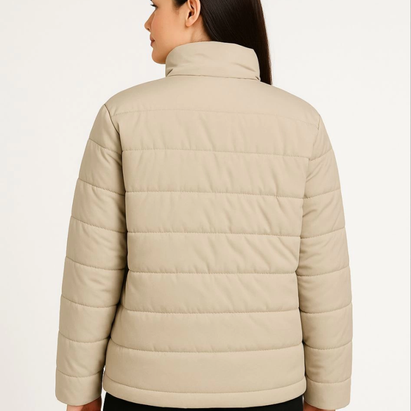 Bomber Mont Ceket – Su İtici Kumaş, Kapitone Astarlı, Fermuarlı, Kışlık - Bej -