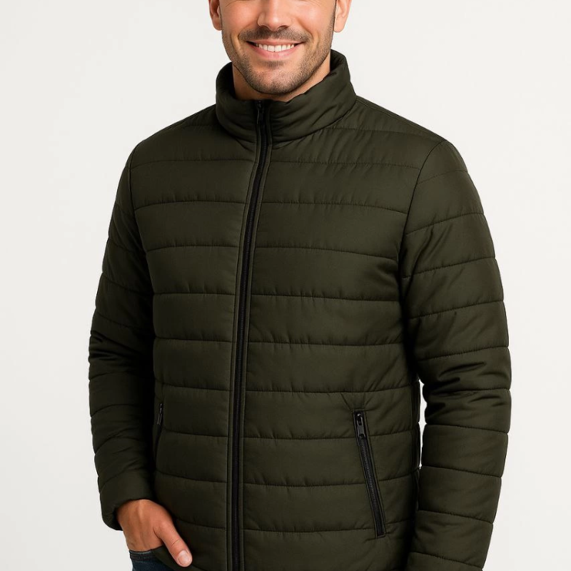 Bomber Mont Ceket – Su İtici Kumaş, Kapitone Astarlı, Fermuarlı, Kışlık - Haki -