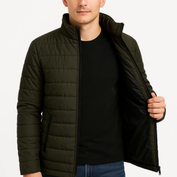 Bomber Mont Ceket – Su İtici Kumaş, Kapitone Astarlı, Fermuarlı, Kışlık - Haki -