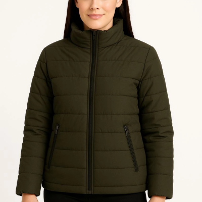 Bomber Mont Ceket – Su İtici Kumaş, Kapitone Astarlı, Fermuarlı, Kışlık - Haki -