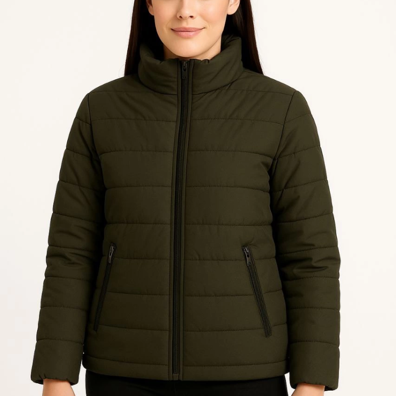 Bomber Mont Ceket – Su İtici Kumaş, Kapitone Astarlı, Fermuarlı, Kışlık - Haki -