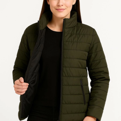 Bomber Mont Ceket – Su İtici Kumaş, Kapitone Astarlı, Fermuarlı, Kışlık - Haki -