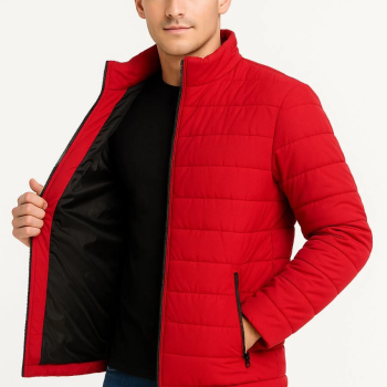 Bomber Mont Ceket – Su İtici Kumaş, Kapitone Astarlı, Fermuarlı, Kışlık - Kırmızı -