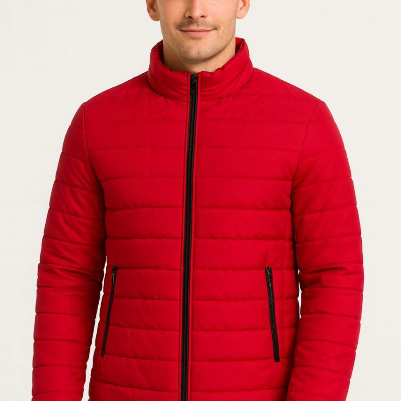 Bomber Mont Ceket – Su İtici Kumaş, Kapitone Astarlı, Fermuarlı, Kışlık - Kırmızı -