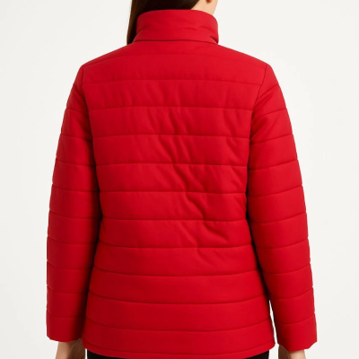 Bomber Mont Ceket – Su İtici Kumaş, Kapitone Astarlı, Fermuarlı, Kışlık - Kırmızı -