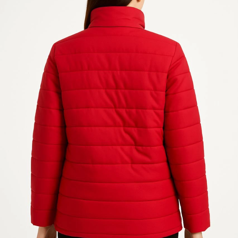 Bomber Mont Ceket – Su İtici Kumaş, Kapitone Astarlı, Fermuarlı, Kışlık - Kırmızı -