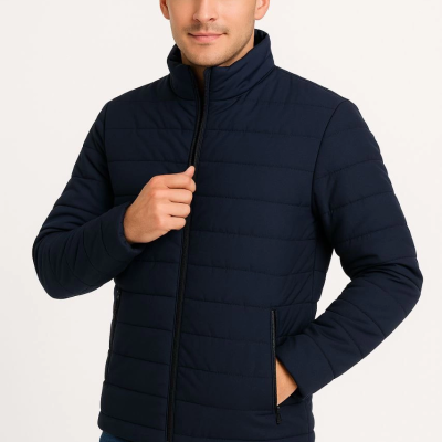 Bomber Mont Ceket – Su İtici Kumaş, Kapitone Astarlı, Fermuarlı, Kışlık - Lacivert -