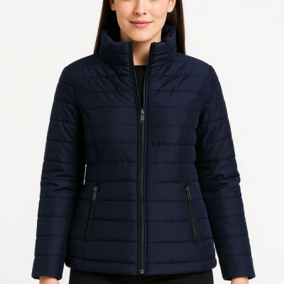 Bomber Mont Ceket – Su İtici Kumaş, Kapitone Astarlı, Fermuarlı, Kışlık - Lacivert -