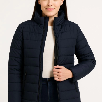 Bomber Mont Ceket – Su İtici Kumaş, Kapitone Astarlı, Fermuarlı, Kışlık - Lacivert -