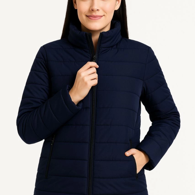 Bomber Mont Ceket – Su İtici Kumaş, Kapitone Astarlı, Fermuarlı, Kışlık - Lacivert -