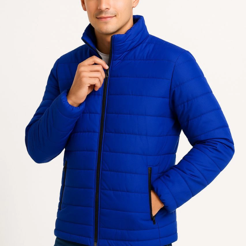 Bomber Mont Ceket – Su İtici Kumaş, Kapitone Astarlı, Fermuarlı, Kışlık - Saks Mavisi -