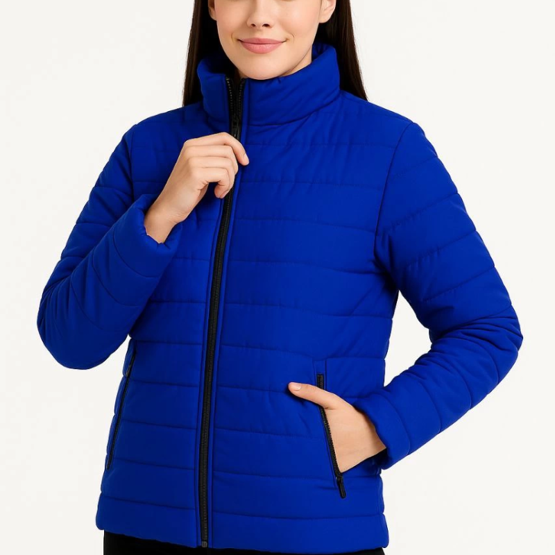 Bomber Mont Ceket – Su İtici Kumaş, Kapitone Astarlı, Fermuarlı, Kışlık - Saks Mavisi -