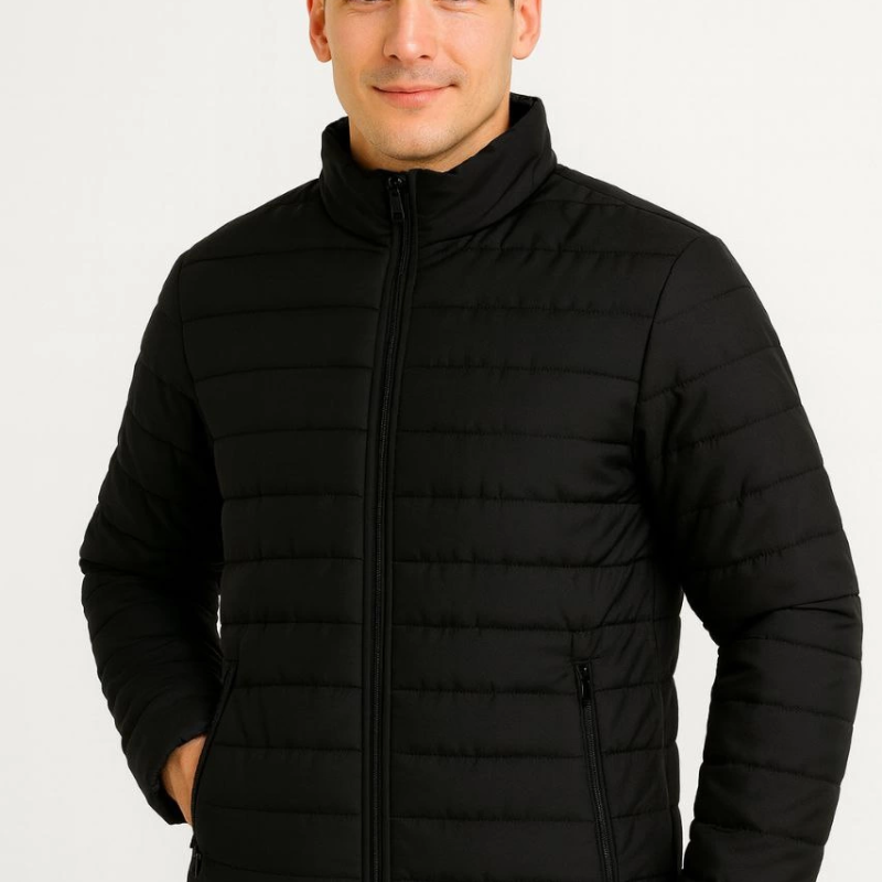 Bomber Mont Ceket – Su İtici Kumaş, Kapitone Astarlı, Fermuarlı, Kışlık - Siyah -