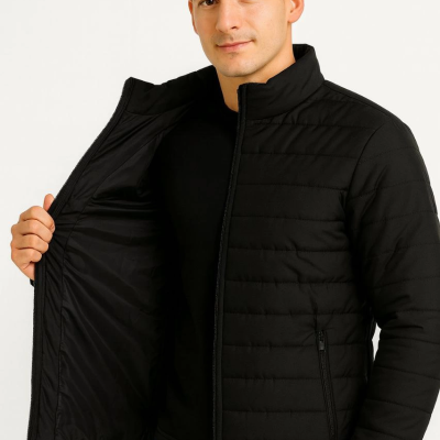 Bomber Mont Ceket – Su İtici Kumaş, Kapitone Astarlı, Fermuarlı, Kışlık - Siyah -