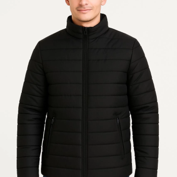 Bomber Mont Ceket – Su İtici Kumaş, Kapitone Astarlı, Fermuarlı, Kışlık - Siyah -