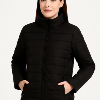 Bomber Mont Ceket – Su İtici Kumaş, Kapitone Astarlı, Fermuarlı, Kışlık - Siyah -