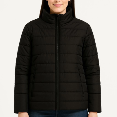 Bomber Mont Ceket – Su İtici Kumaş, Kapitone Astarlı, Fermuarlı, Kışlık - Siyah -