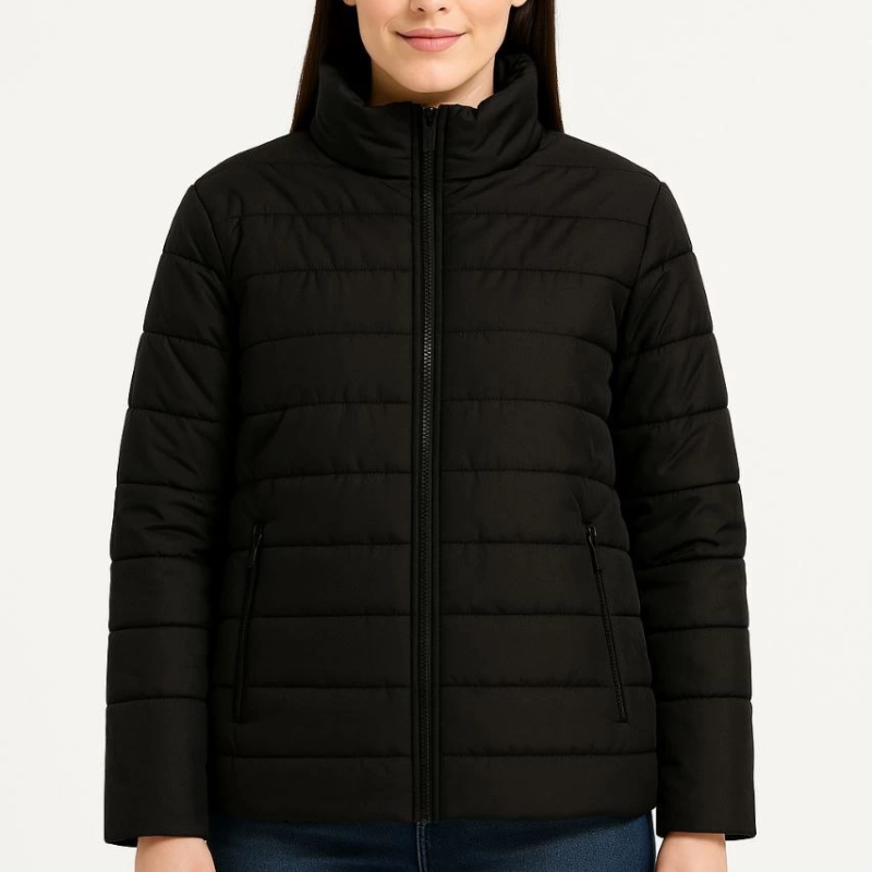 Bomber Mont Ceket – Su İtici Kumaş, Kapitone Astarlı, Fermuarlı, Kışlık - Siyah -