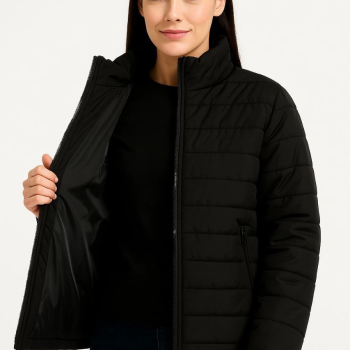 Bomber Mont Ceket – Su İtici Kumaş, Kapitone Astarlı, Fermuarlı, Kışlık - Siyah -