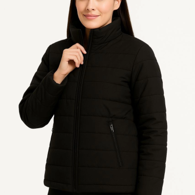 Bomber Mont Ceket – Su İtici Kumaş, Kapitone Astarlı, Fermuarlı, Kışlık - Siyah -