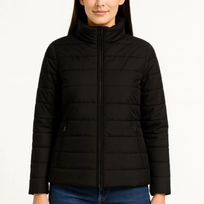 Bomber Mont Ceket – Su İtici Kumaş, Kapitone Astarlı, Fermuarlı, Kışlık - Siyah -