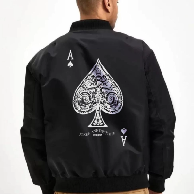 Bomber Mont – Siyah Renk, Maça Ası Baskılı -