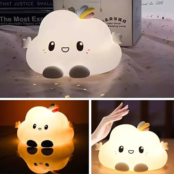 Bulut Tasarımlı Renk Değiştirebilen Dokunmatik Gece Lambası