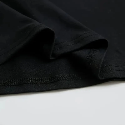 Büyük Boy Ayıcık Baskılı Bisiklet Yaka T-Shirt- Siyah -