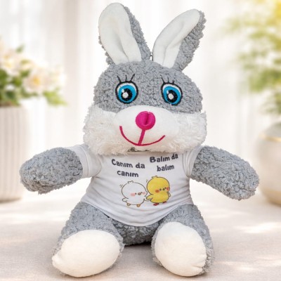 Canım Da Canım Balım Da Balım Tişörtlü Sevimli Peluş Tavşan