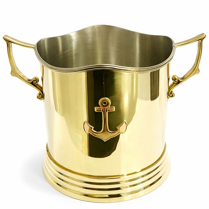 Çapa Desenli Pirinç Buz Kovası 