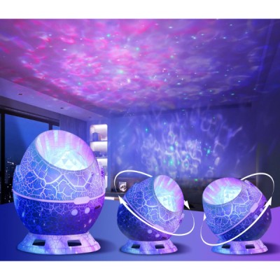 Çatlak Dinozor Yumurtası Tasarımlı Projektörlü Gece Lambası Bluetooth Özellikli 