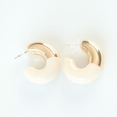 CCB Krem Gold Çift Renk Küpe