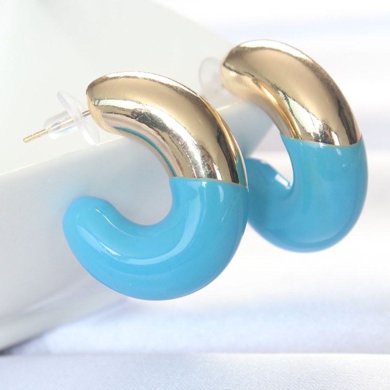 CCB Mavi Gold Çift Renk Küpe