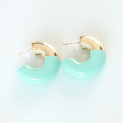 CCB Turkuaz Gold Çift Renk Küpe