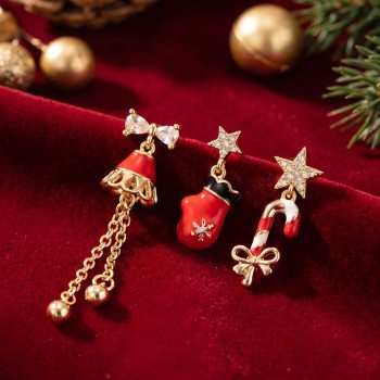 Christmas Koleksiyonu Zirkon Taşlı Yılbaşı Küpe