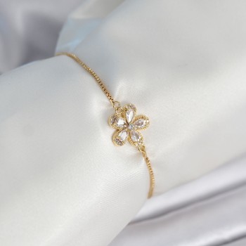 Çiçek Model Asansörlü Gold Renk Kadın Bileklik