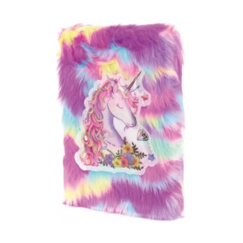 Çiçekli Unicorn Tasarımlı Peluş Hatıra Defteri 