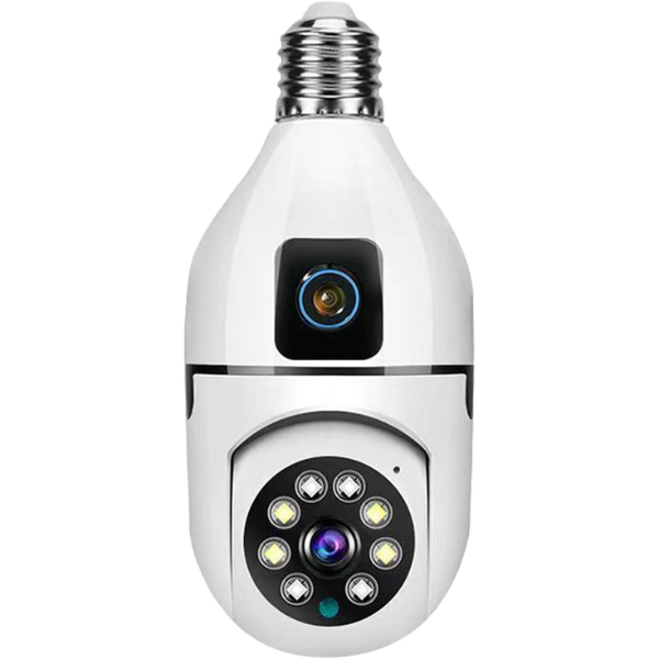 Çift Lensli Duy Girişli Kablosuz Ampul Kamera 