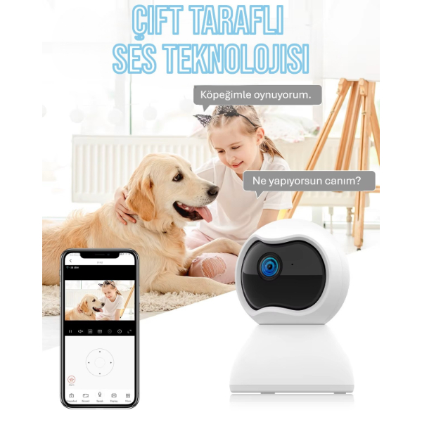 Çift Taraflı Ses Özellikli Wi-Fi Kamera 