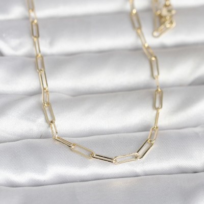 CM 14K Gold Renk Ataç Zincirli Model 60 cm Kadın Kolye