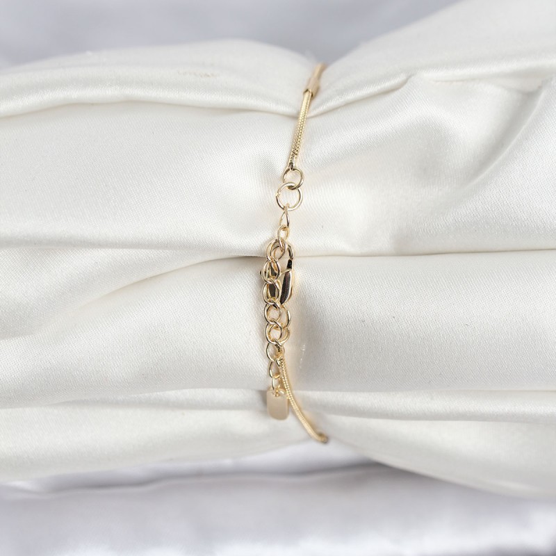 CM 14K Gold Renk Barlı Yılan Zincir Model Kadın Bileklik