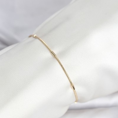 CM 14K Gold Renk Barlı Yılan Zincir Model Kadın Bileklik