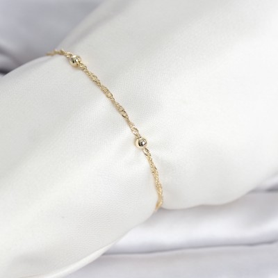 CM 14K Gold Renk Burgu Topçuk Model Kadın Bileklik